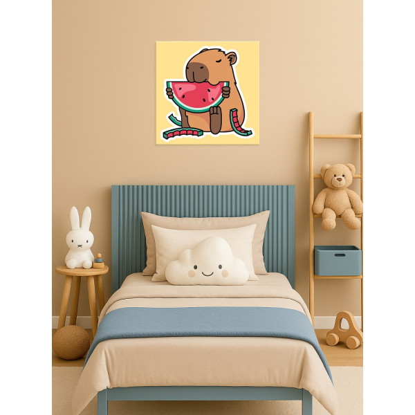 Фото - Картина по номерам Ideyka "Капибара и Херсонский арбуз" 40х40 см (KHO6749)