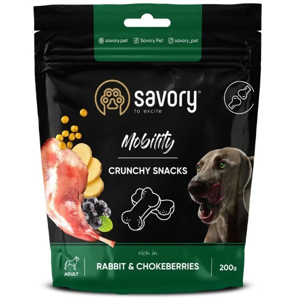 Фото - Лакомство для собак Savory Mobility Rabbit and Chokeberries для здоровья суставов с кроликом и черноплодной рябиной 200 г (4820232631362)