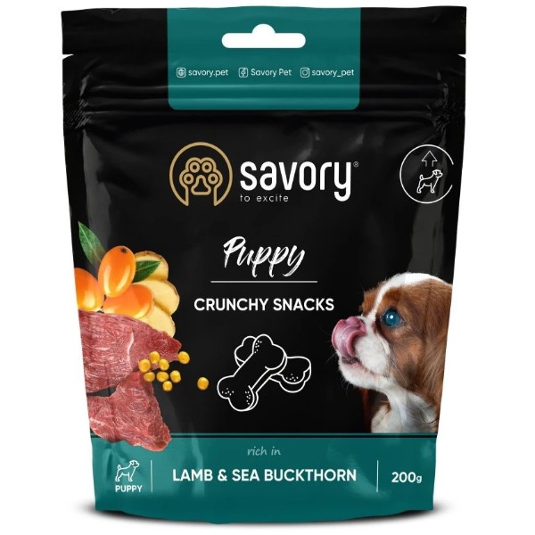 Фото - Лакомство для собак Savory Puppies Lamb and Sea Buckthorn для здорового роста с ягненком и облепихой 200 г (4820232631379)