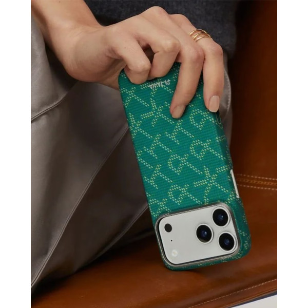 Фото - Чохол для смартфону Pitaka Ultra-Slim Case Monogram Green/Gold for iPhone 17 Pro Max (KI1701PTKP)