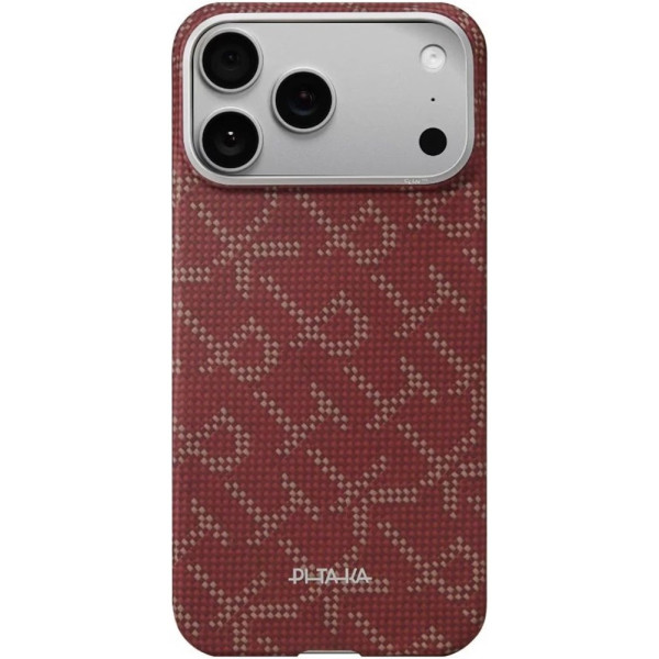Фото - Чохол для смартфону Pitaka Ultra-Slim Case Monogram Red/Gold for iPhone 17 Pro Max (KI1702PTKP)