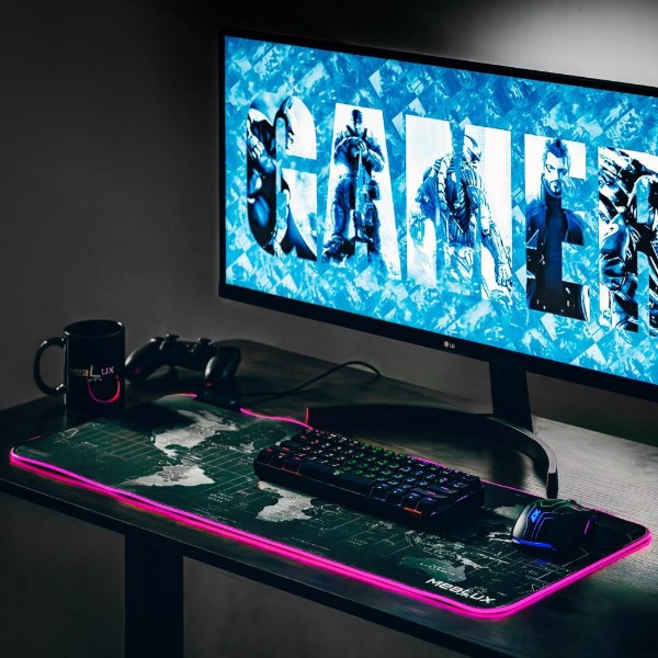 Фото - Килимок для миші  ігровий Mealux Mousepad 800x300x4mm RGB V02