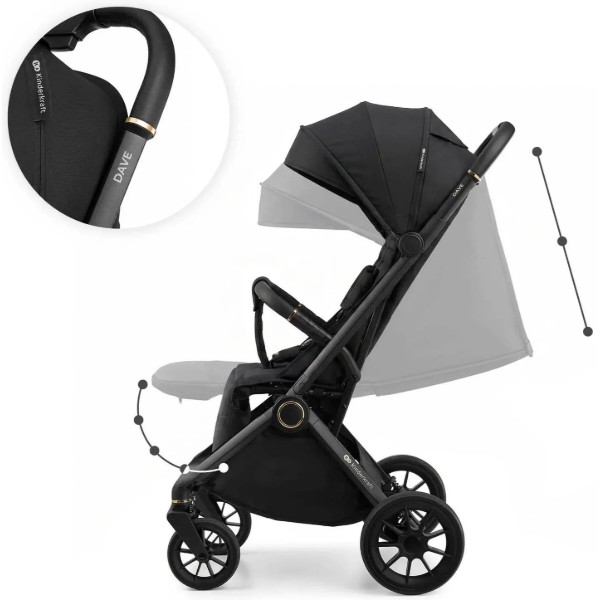 Фото - Коляска прогулянкова Kinderkraft Dave Venezian Black (KSDAVE00BLK0000)
