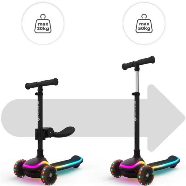 Фото - Триколісний самокат Kinderkraft 2в1 Raket Up Black (KRRAUP00BLK0000)