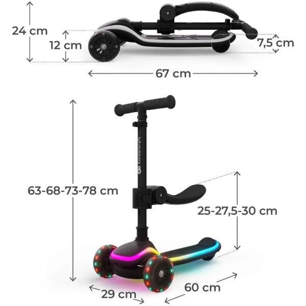 Фото - Триколісний самокат Kinderkraft 2в1 Raket Up Black (KRRAUP00BLK0000)