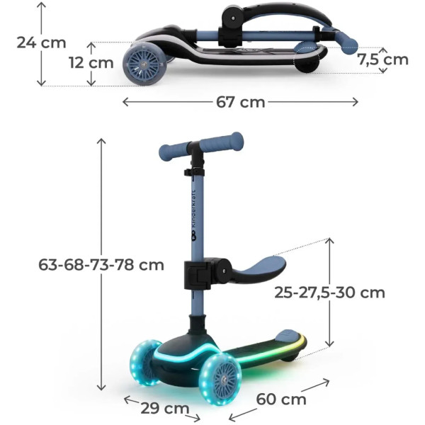 Фото - Трёхколёсный самокат Kinderkraft 2в1 Raket Up Blue (KRRAUP00BLU0000)