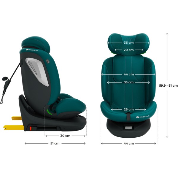 Фото - Автокрісло Kinderkraft i-Grow 2 Plus i-Size Green (KCIGRO02GREPL00)