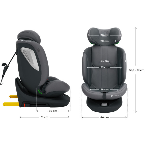 Фото - Автокресло Kinderkraft i-Grow 2 Plus i-Size Grey (KCIGRO02GRYPL00)