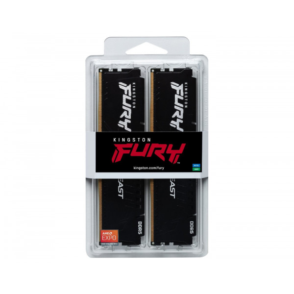 Фото - Память DDR Kingston DDR5 2x8GB/6000 Fury Beast Black (KF560C30BBEK2-16)