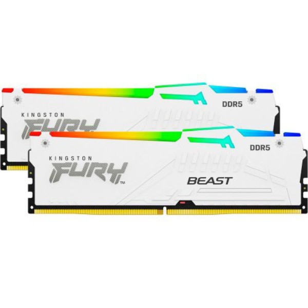Фото - Пам'ять DDR Kingston Fury Beast White RGB 2x16GB/5200 DDR5 XMP (KF552C40BWAK2-32)