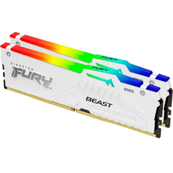 Фото - Пам'ять DDR Kingston Fury Beast White RGB 2x16GB/5200 DDR5 XMP (KF552C40BWAK2-32)