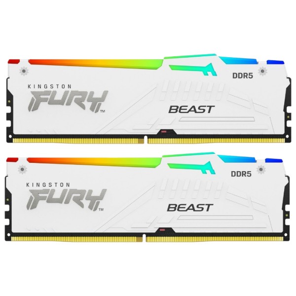 Фото - Пам'ять DDR Kingston 32GB DDR5 CL34 DIMM FURY Beast White RGB EXPO (KF568C34BWEAK2-32)