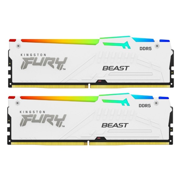 Фото - Пам'ять DDR Kingston Fury Beast White RGB 2x32GB/5600 DDR5 (KF556C40BWAK2-64)