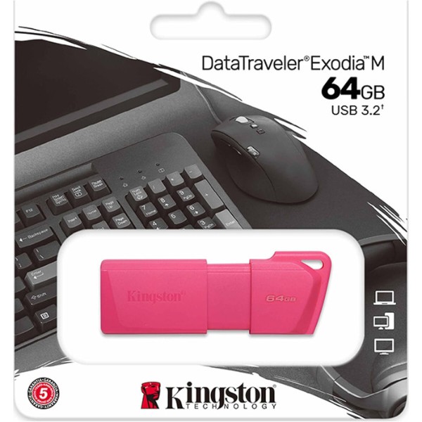 Фото - Флеш USB Kingston USB 3.2 DT Exodia M 64GB Neon Pink (KC-U2L64-7LN)