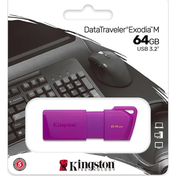 Фото - Флеш USB Kingston USB 3.2 DT Exodia M 64GB Neon Purple (KC-U2L64-7LP)