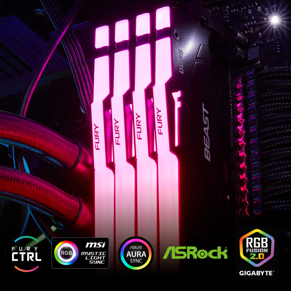 Фото - Память DDR Kingston 32GB 5600MT/s DDR5 CL40 DIMM FURY Beast RGB (KF556C40BB2A-32)