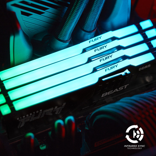 Фото - Память DDR Kingston 32GB 5600MT/s DDR5 CL40 DIMM FURY Beast RGB (KF556C40BB2A-32)