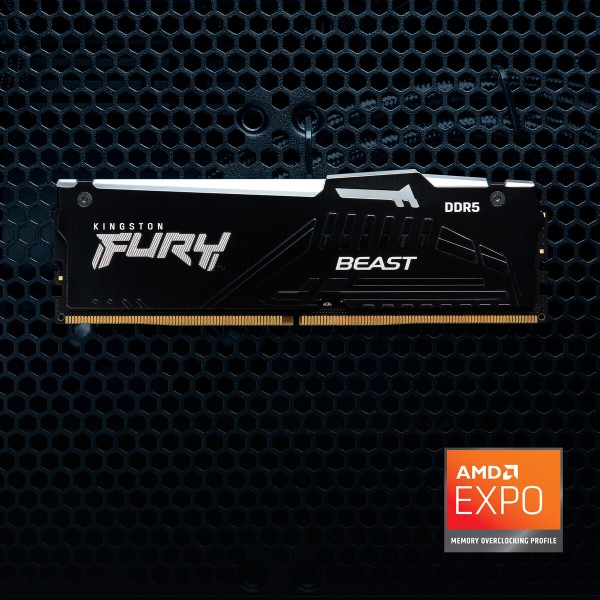 Фото - Память DDR Kingston 64GB 5200MT/s DDR5 CL40 DIMM (Kit of 2) FURY Beast RGB (KF552C40BB2AK2-64)