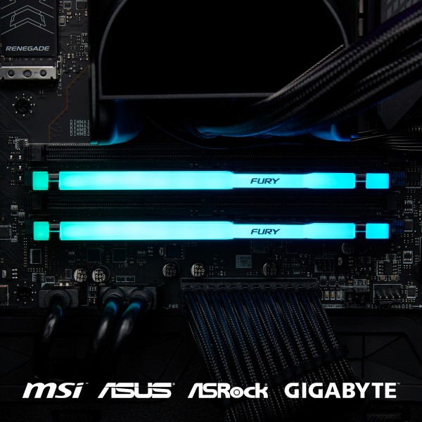 Фото - Память DDR Kingston 64GB 5200MT/s DDR5 CL40 DIMM (Kit of 2) FURY Beast RGB (KF552C40BB2AK2-64)