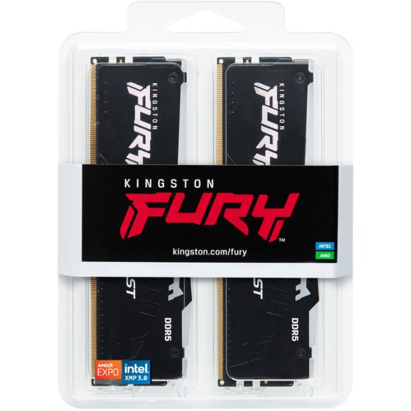 Фото - Память DDR Kingston 64GB 5200MT/s DDR5 CL40 DIMM (Kit of 2) FURY Beast RGB (KF552C40BB2AK2-64)