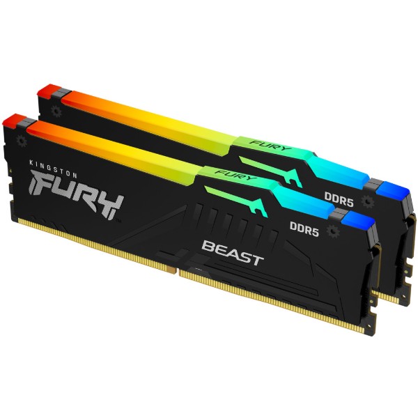 Фото - Память DDR Kingston 64GB 5200MT/s DDR5 CL40 DIMM (Kit of 2) FURY Beast RGB (KF552C40BB2AK2-64)