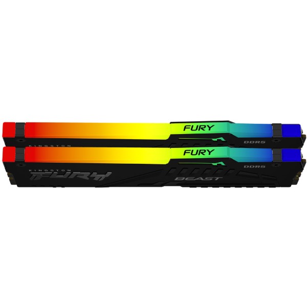 Фото - Память DDR Kingston 64GB 5200MT/s DDR5 CL40 DIMM (Kit of 2) FURY Beast RGB (KF552C40BB2AK2-64)