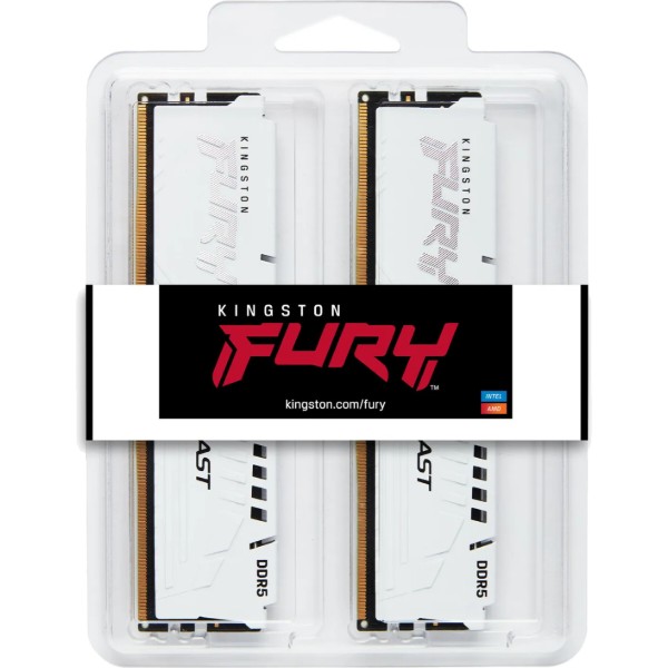 Фото - Память DDR Kingston Fury Beast White DDR5-6000 64GB (2x32GB) AMD EXPO CL36-38-38 1.25V (KF560C36BWEK2-64)