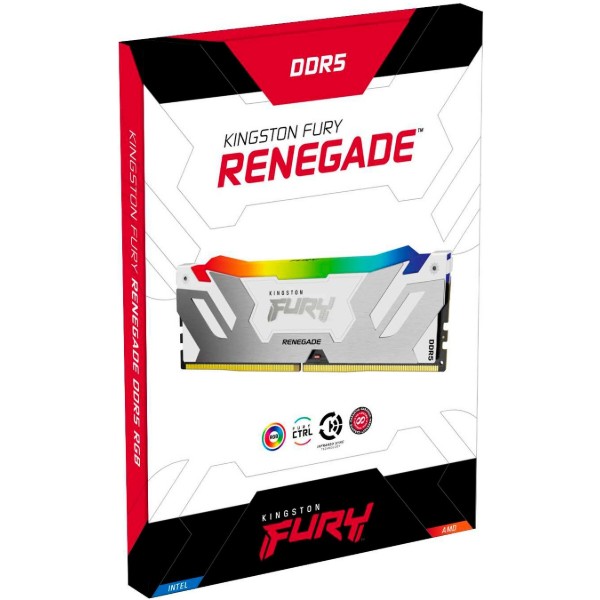 Фото - Пам'ять DDR Kingston Fury Renegade White RGB DDR5-6400 64GB (2x32GB) CL32-39-39 1.4V XMP (KF564C32RWAK2-64)