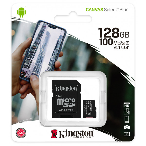Фото - Карта пам'яті Kingston microSDXC 128Gb Canvas Select+ A1 + adapter (SDCS2/128GB)