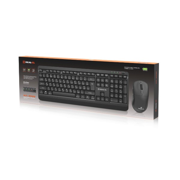 Фото - Клавиатура+мышь беспроводная REAL-EL Kit-555W Black (EL123100056)