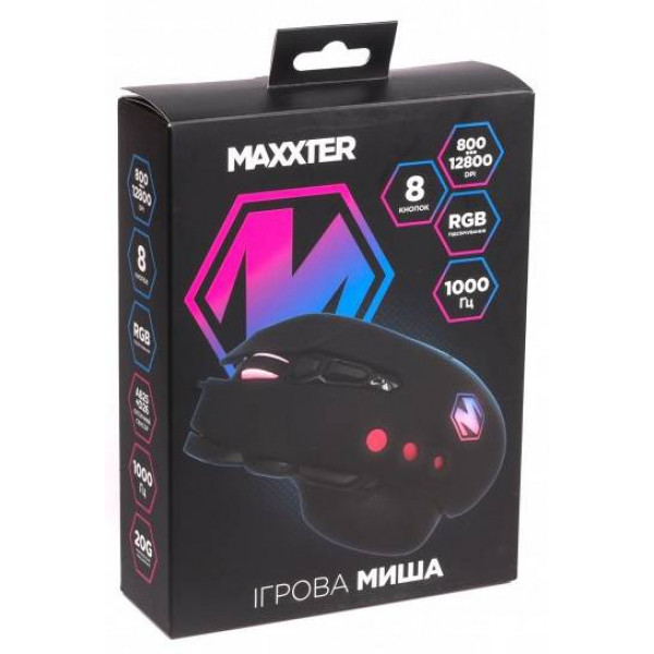 Фото - Мышь проводная игровая Maxxter Instant 825 Black (McG-9B-I825)