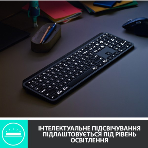 Фото - Клавиатура беспроводная Logitech MX Keys Advanced for Business Wireless Illuminated UA Graphite (920-010251)