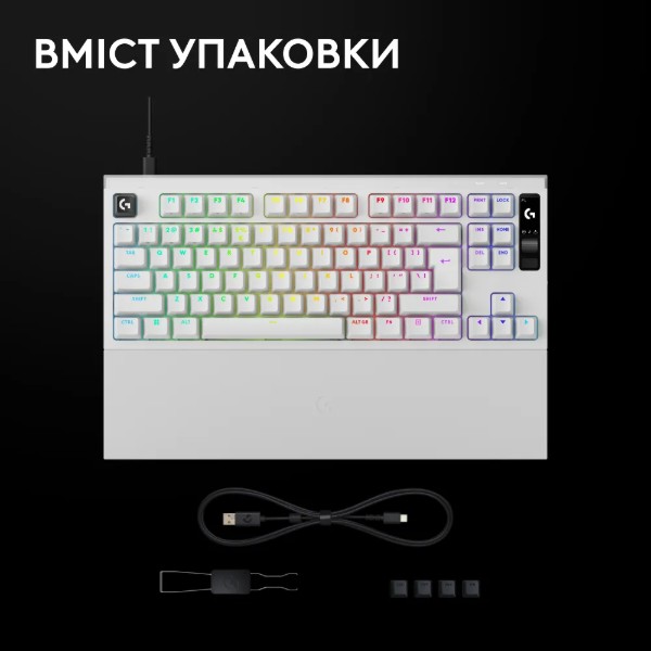 Фото - Клавіатура дротова ігрова Logitech G PRO X2 Rapid White (920-014097)