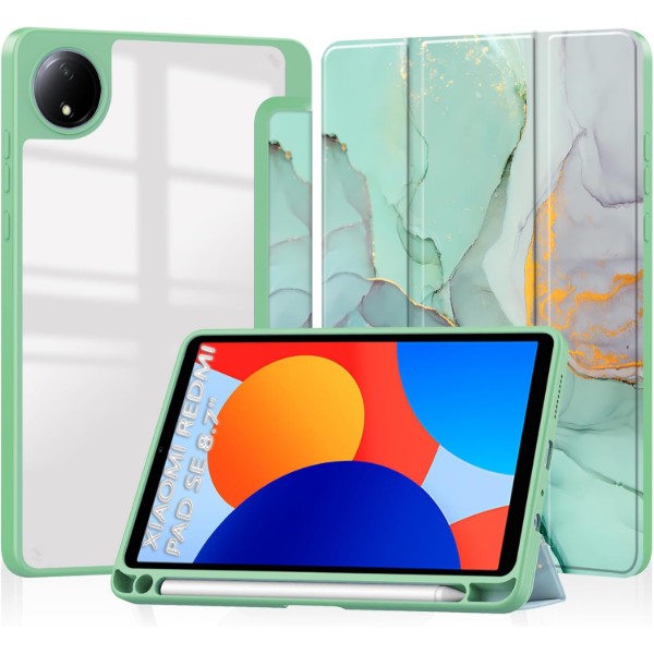 Фото - Чохол для планшета BeCover Soft Edge TPU з кріпленням для стілусу for Xiaomi Redmi Pad SE 8.7'' Green Marble (712574)