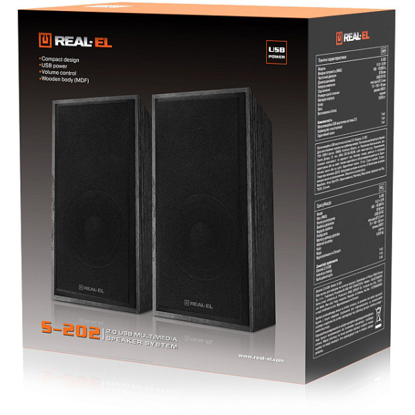 Фото - Компьютерная акустика компактная 2.0 REAL-EL S-202 Black (EL121200019)
