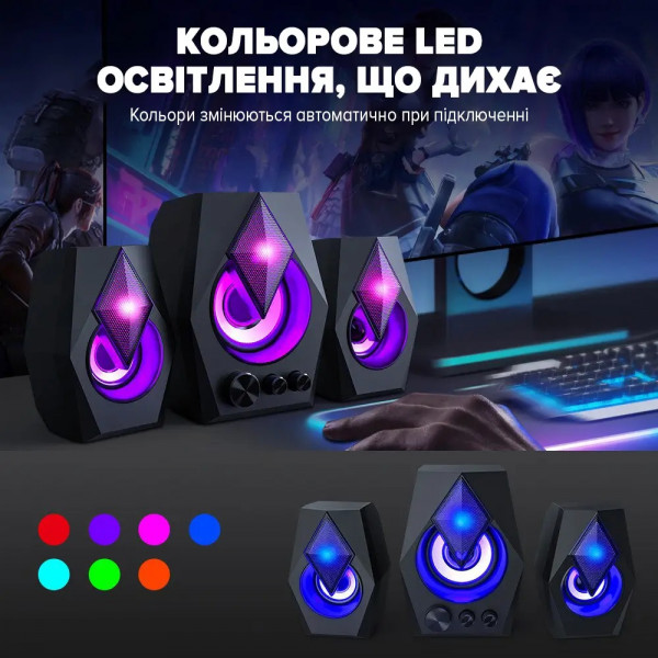 Фото - Комп'ютерна акустика 2.1 T-Wolf S128 Black (TW-S128)