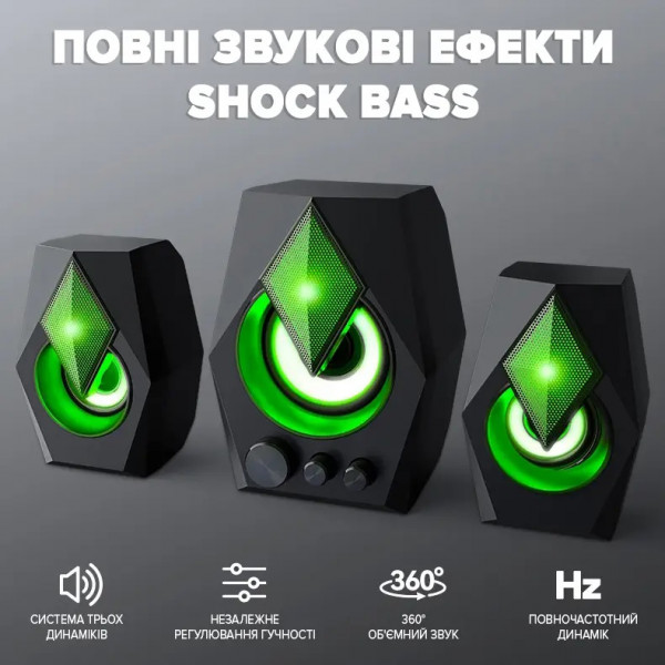 Фото - Комп'ютерна акустика 2.1 T-Wolf S128 Black (TW-S128)