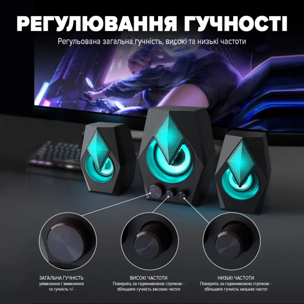 Фото - Комп'ютерна акустика 2.1 T-Wolf S128 Black (TW-S128)