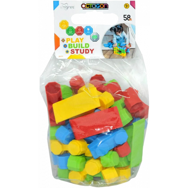 Фото - Пластиковий конструктор для малюків Tigres "Octagon" 58 ел. в пакеті (39777)