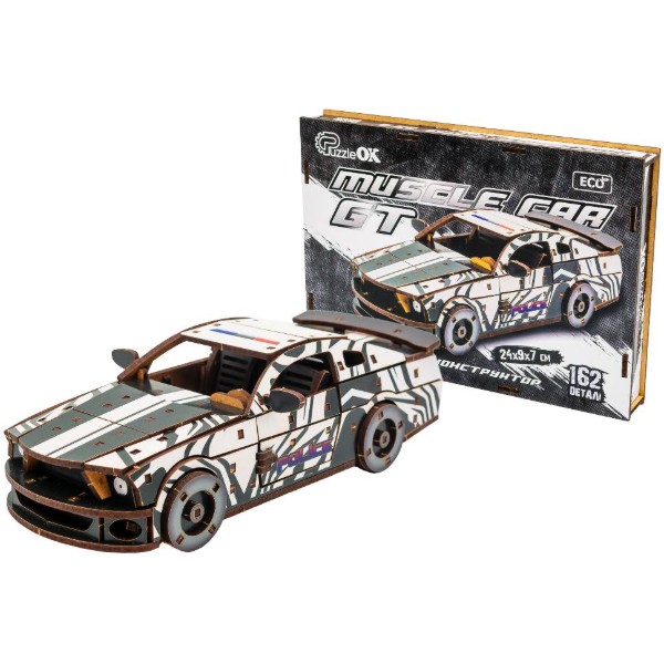 Фото - 3D пазли PuzzleOk "Muscle Car" 162 дет., білий колір поліція (Puz-00639)