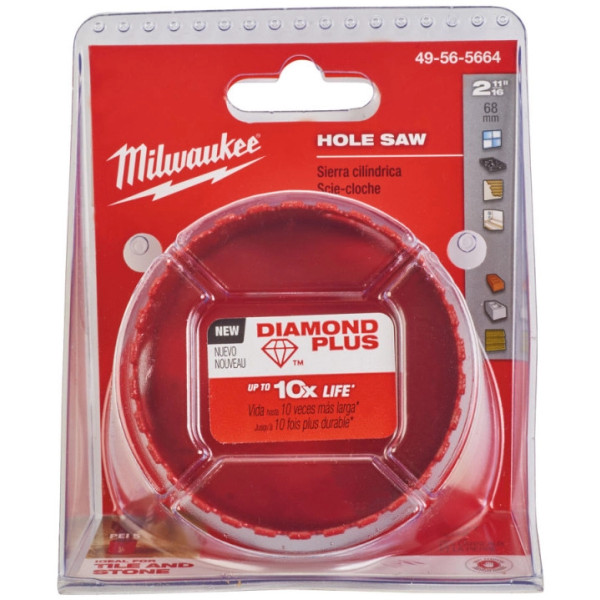 Фото - Коронка по керамограніту Milwaukee Diamond Plus 68 мм (49565664)