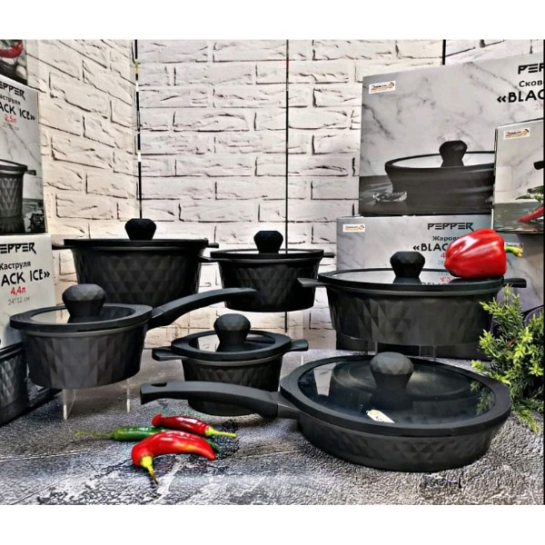 Фото - Кастрюля Pepper Black Ice Greblon C2 4,2л. 28x8,5 см (PR-6004)