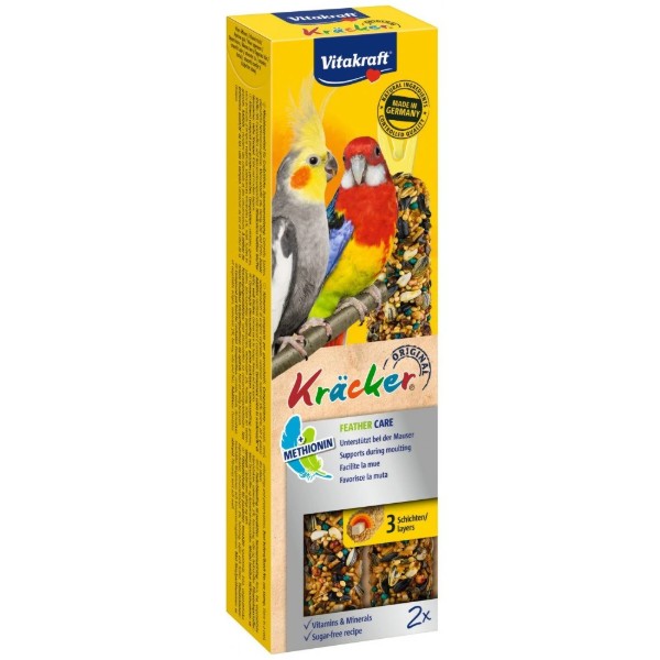 Фото - Ласощі для птахів Vitakraft Kracker Original Feather Care у період линьки 2 шт. (4008239212948)