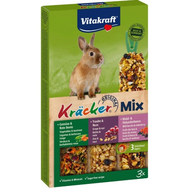 Фото - Ласощі для гризунів Vitakraft Kracker Original Trio-Mix крекер з овочами і горіхами та лісовими ягодами 3 шт. (4008239252272) Фото - Ласощі для гризунів Vitakraft Kracker Original Trio-Mix крекер з овочами і горіхами та лісовими ягодами 3 шт. (4008239252272)