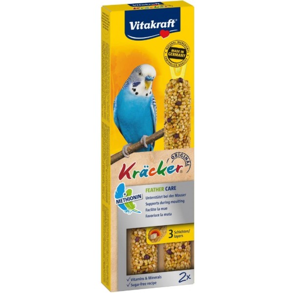 Фото - Ласощі для птахів Vitakraft Kracker Original Feather Care у період линьки 2 шт. (4008239212245)