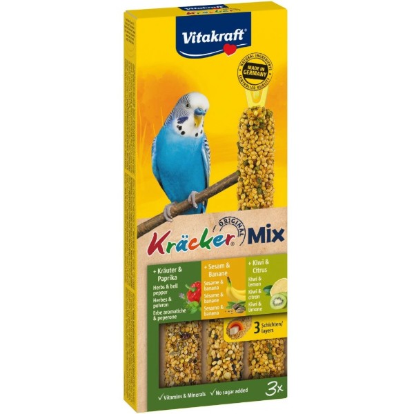 Фото - Ласощі для птахів Vitakraft Kracker Original Trio-Mix з інжиром ківі та бананом 90 г 3 шт. (4008239212375) Фото - Ласощі для птахів Vitakraft Kracker Original Trio-Mix з інжиром ківі та бананом 90 г 3 шт. (4008239212375)