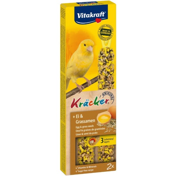 Фото - Ласощі для птахів Vitakraft Kracker Original Feather Care крекер для канарок під час линьки з яйцем 60 г 2 шт. (4008239212658) Фото - Ласощі для птахів Vitakraft Kracker Original Feather Care крекер для канарок під час линьки з яйцем 60 г 2 шт. (4008239212658)