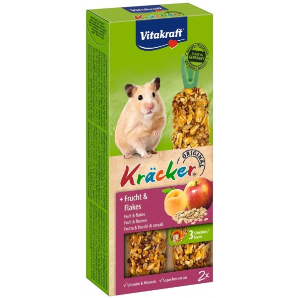 Фото - Лакомство для грызунов Vitakraft Kracker Original Frucht Flakes крекер для хомяков с фруктами и хлопьями 112 г 2 шт. (4008239251541)