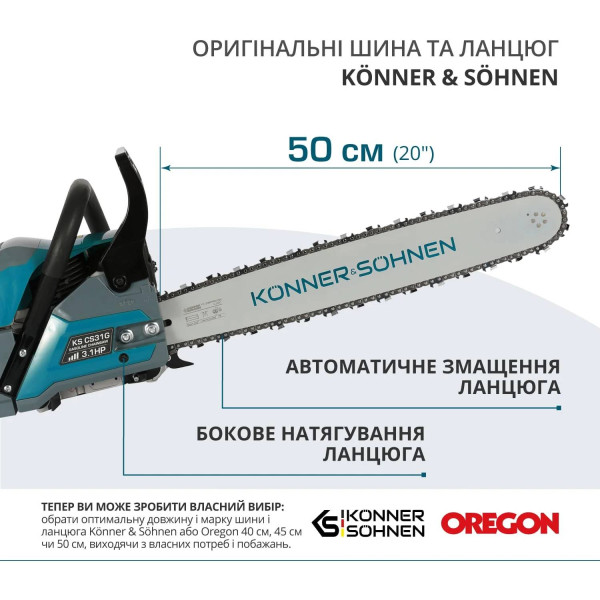 Фото - Ланцюгова пила Konner&Sohnen KS CS31G-20