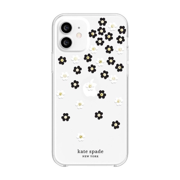 Фото - Чехол для смартфона Kate Spade New York Protective Hardshell Case (1-PC Comold) for iPhone 12 Pro Scattered Flowers Black/White/Gold Gems/Clear/White (KSIPH-153-SFLBW)